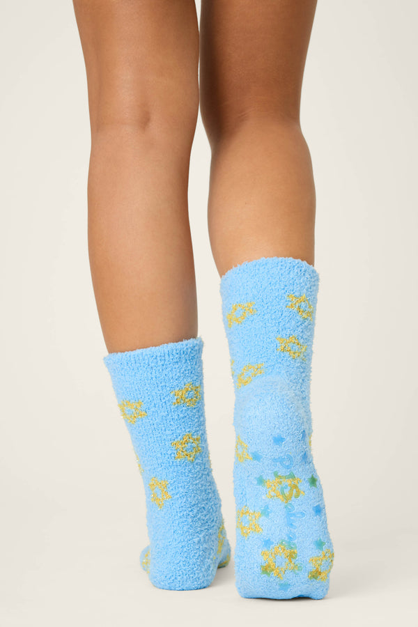 Pj Salvage Star Of David Print Crew Socks With Grippers