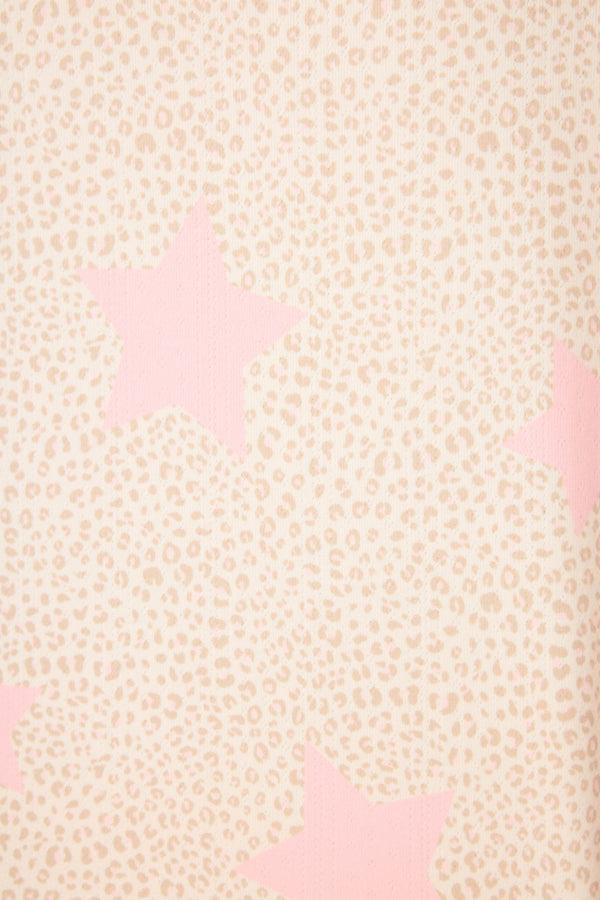 Pj Salvage Stay Wild Leopard & Star Print Pointelle Long Sleeve Top