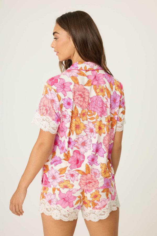 Pj Salvage Sweet Dreams Floral Print Modal Short Sleeve Top