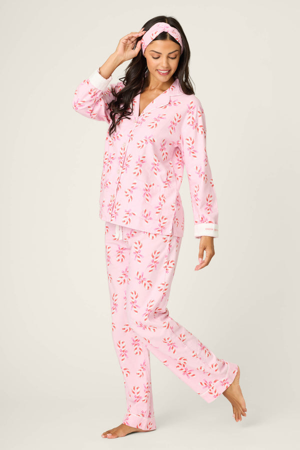 Pj Salvage Sweeter Than Sugar 3-Piece Candy Cane Print Flannel PJ Set