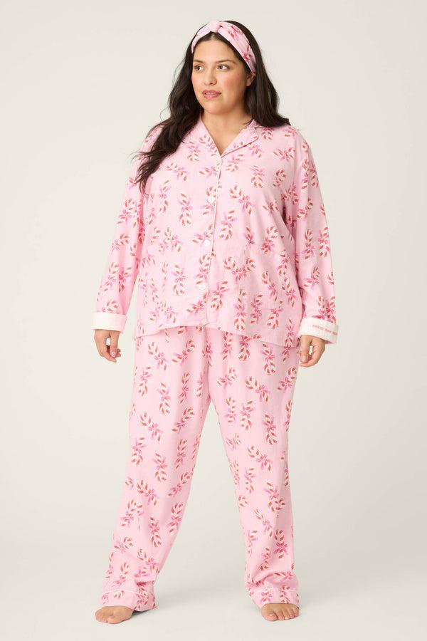 Pj Salvage Sweeter Than Sugar 3-Piece Candy Cane Print Plus Size Flannel PJ Set