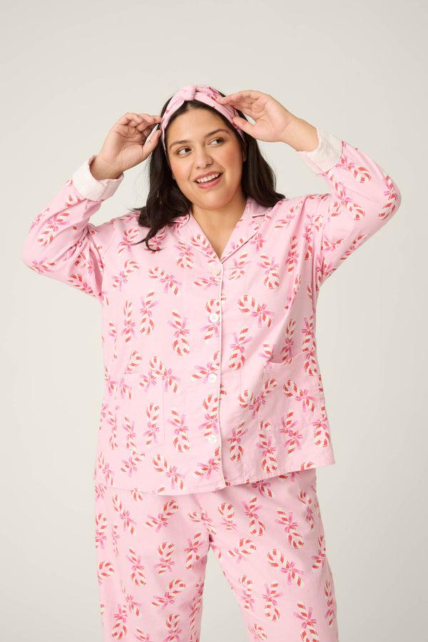 pj salvage Sweeter Than Sugar 3-Piece Candy Cane Print Plus Size Flannel PJ Set