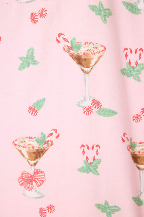 Pj Salvage Tini Time Drink Print 3-Piece Flannel PJ Set