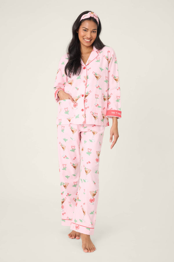 pj salvage Tini Time Drink Print 3-Piece Flannel PJ Set