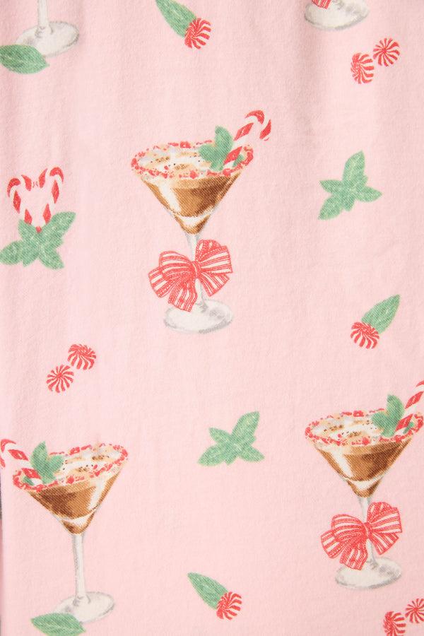 Pj Salvage Tini Time Drink Print 3-Piece Plus Size Flannel PJ Set