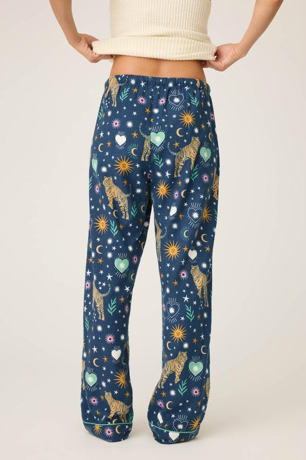 Pj Salvage Wild At Heart Tiger Print Flannel Pajama Pants