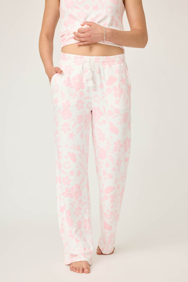 pj salvage Wild Flower Western Floral Print Open Leg Pants