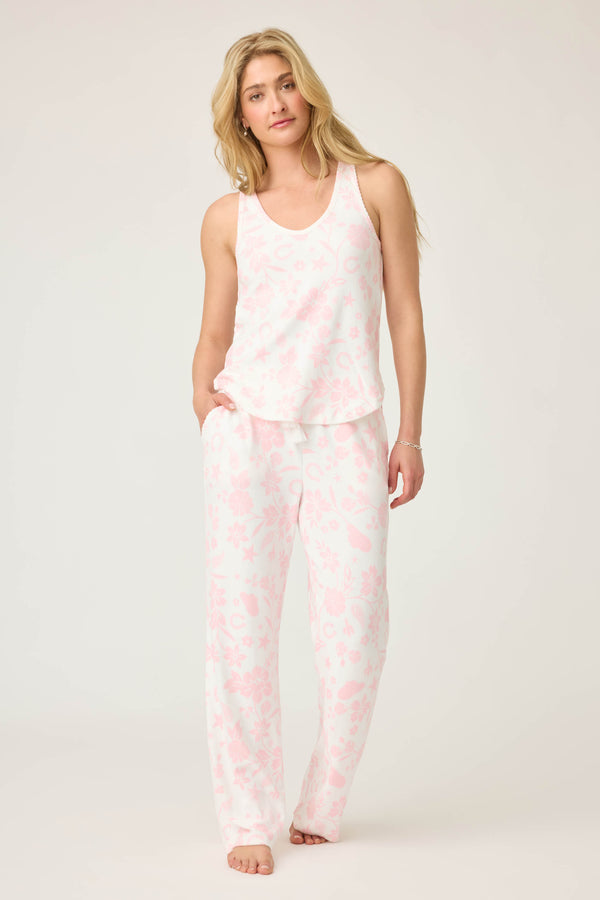 Pj Salvage Wild Flower Western Floral Print Pointelle Fitted Tank Top