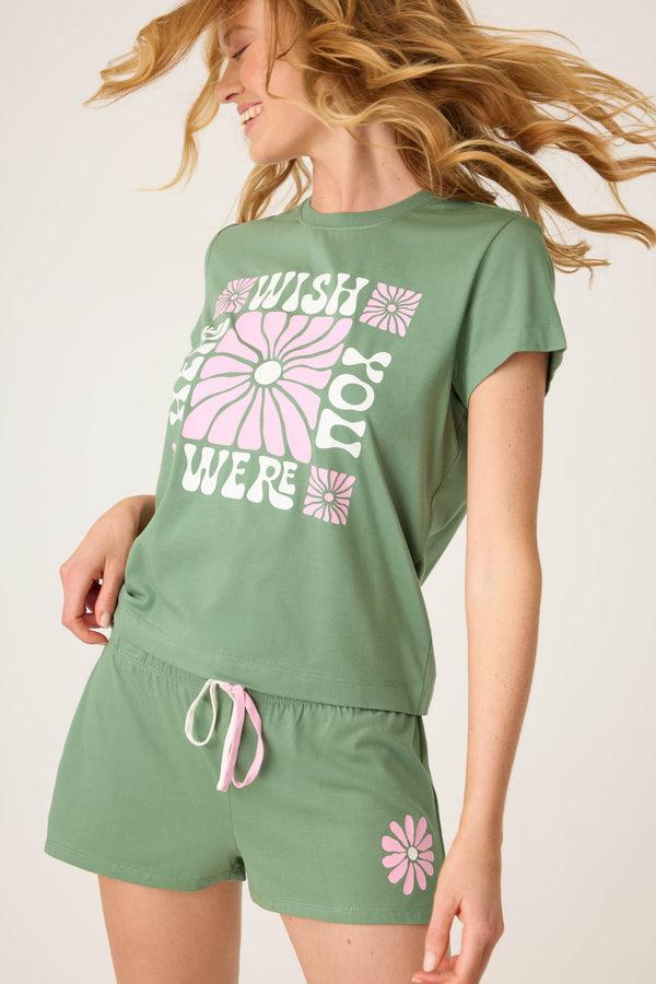 Pj Salvage Wish You Were Here Short Sleeve Loungewear Set