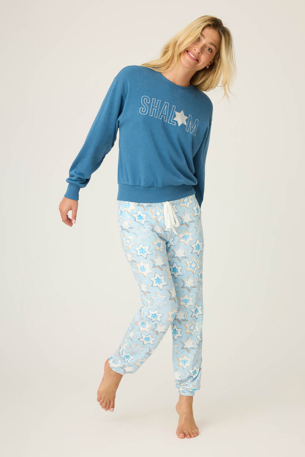 Pj Salvage You Had Me At Shalom Cookie Print Banded Pants