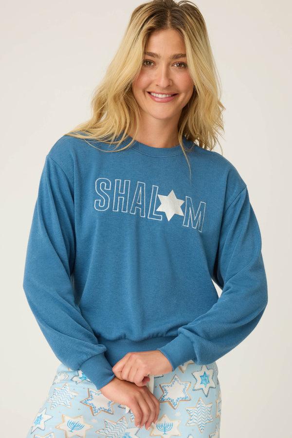 pj salvage You Had Me At Shalom Graphic Fleece Sweatshirt
