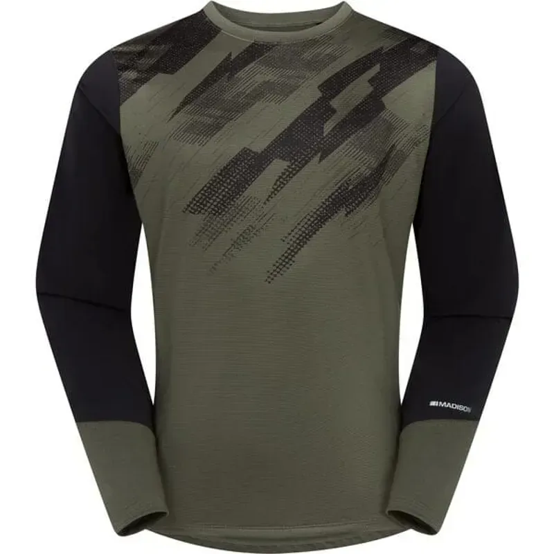 planet bike Madison Flux Men's Long Sleeve Trail Jersey In Midnight Green/Black