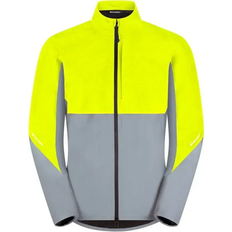 planet bike Madison Stellar Ultra Reflective Men's Waterproof Jacket In Hi-Viz Yellow/Silver