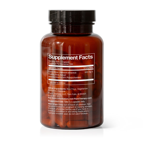 Plant Therapy Lion's Mane Herbal Supplement - 120 Capsules