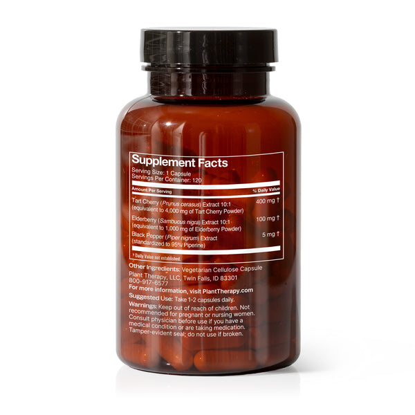 Plant Therapy Tart Cherry With Elderberry Herbal Supplement - 120 Capsules