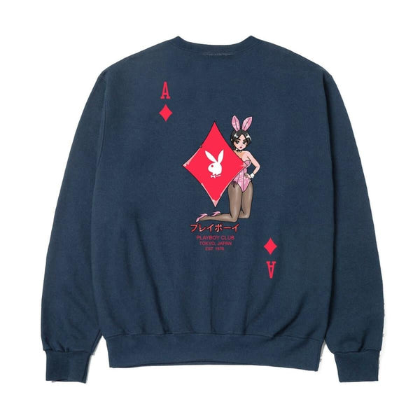 playboy Ace of Diamonds Crewneck Navy Men's - Sweatshirts SMALL