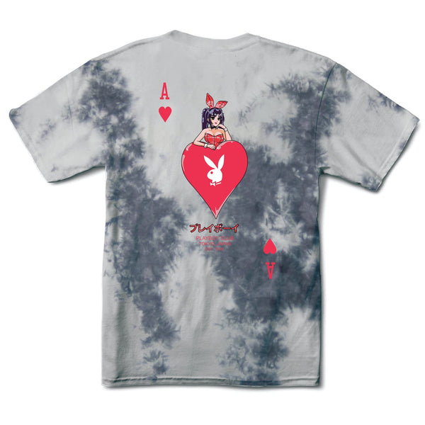 playboy Ace of Hearts T-Shirt Tie-Dye Men's - T-Shirts Greyscale