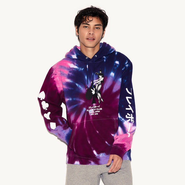 Playboy Ace Of Spades Tie Dye Hoodie Men's - Hoodies Purple Passion