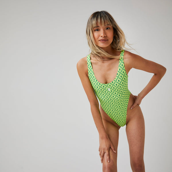 Playboy Baywatch Bunny Logo One Piece Women's - Swimwear Sharp Green