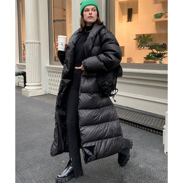 Playboy Belted Long Puffer Jacket Women's - Jackets Black