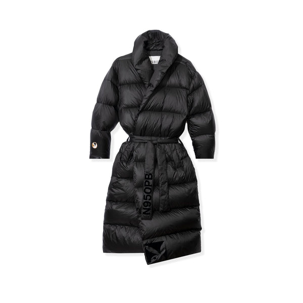 playboy Belted Long Puffer Jacket Women's - Jackets Black