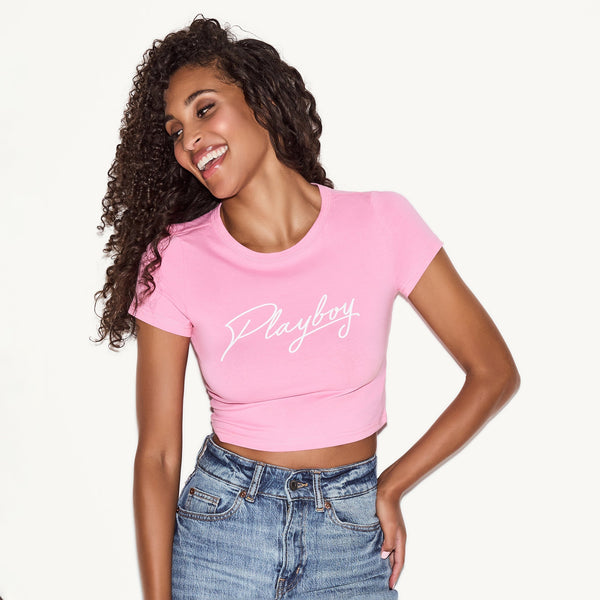 playboy Bubblegum Pink Baby Tee Women's - Tees EXTRA LARGE