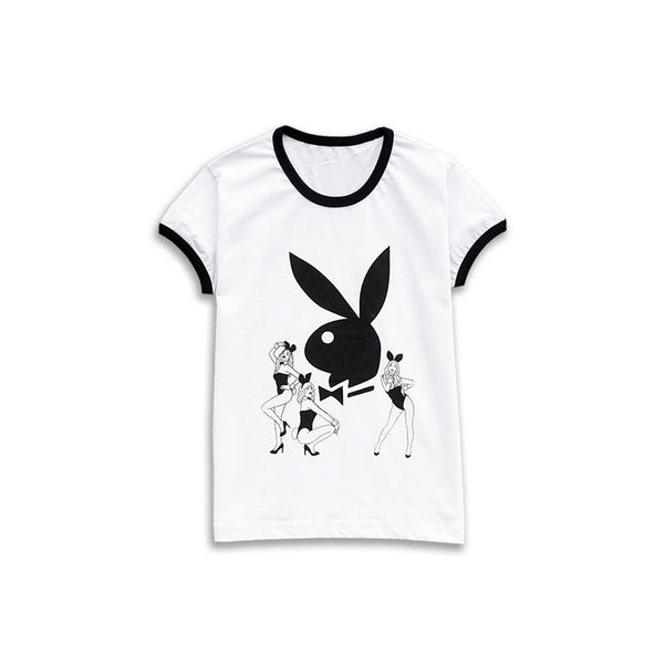 playboy Bunny Icon Baby Ringer Tee Women's - Tees White