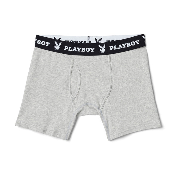 Playboy Classic Boxer Brief Men's - Underwear Heather Grey/Black