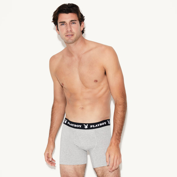 playboy Classic Boxer Brief Men's - Underwear Heather Grey/Black