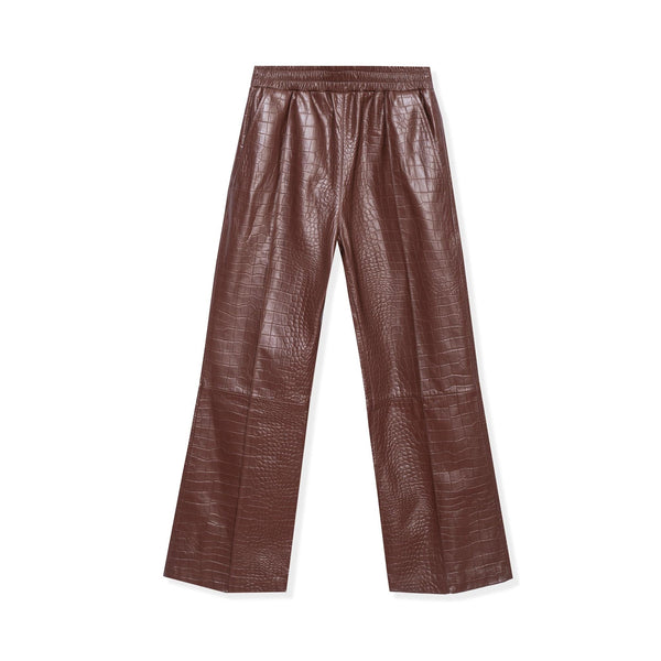 playboy Crocodile Leather Flare Pant Men's - Pants Chocolate