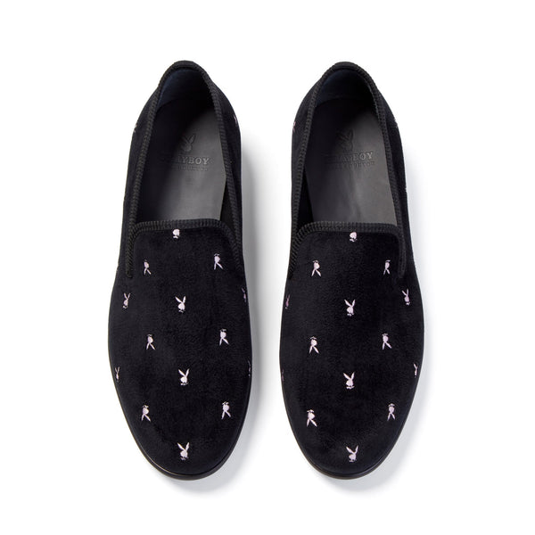 playboy Duke + Dexter Velvet Mini Rabbit Head Loafers Men's - Shoes Black