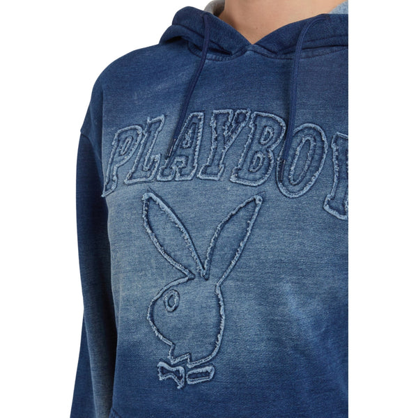 Playboy Fray Boy Crop Sweatshirt Women's - Hoodies Indigo