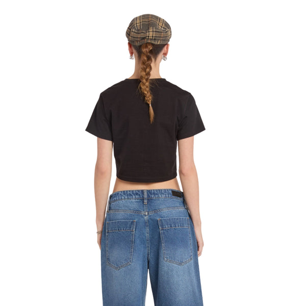 Playboy Graffiti "Playboy" Font Cropped Tee Women's - Tee Black