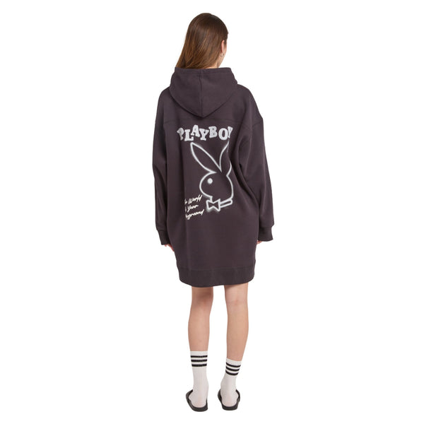 Playboy Graffiti Printed Hoodie Dress Women's - Hoodies Black