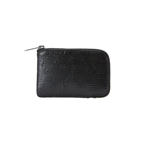 Playboy Men's Embossed Zip Front Wallet Accessories - Wallets Black