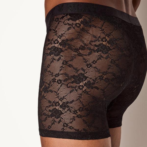 Playboy Men's Lace Boxer Brief Men's - Underwear Black