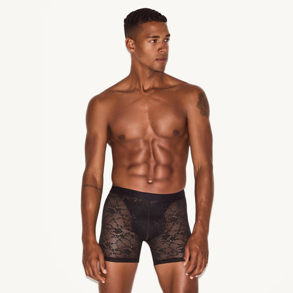playboy Men's Lace Boxer Brief Men's - Underwear Black