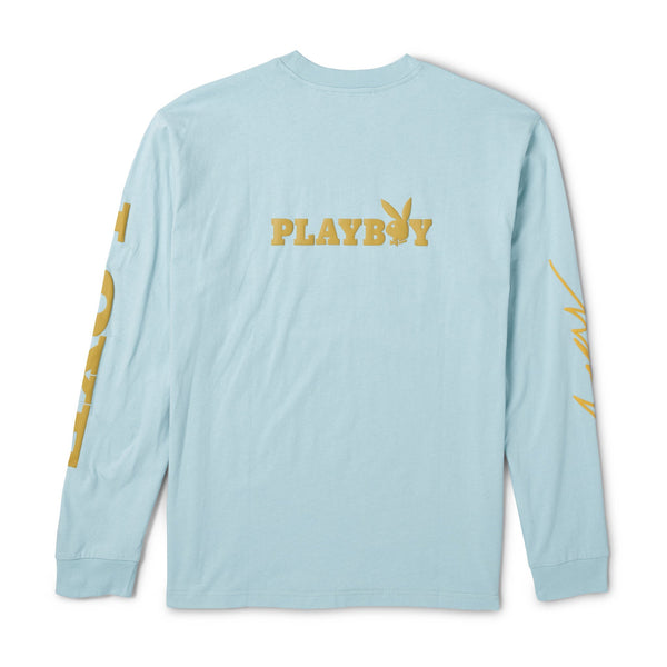 Playboy Men's Lazy Love Long Sleeve T-Shirt Men's - T-Shirts Light Blue