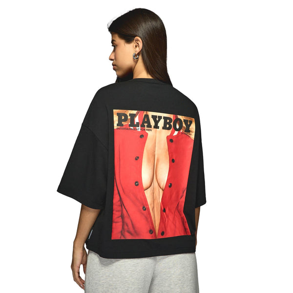 playboy Missguided - Oct 2014 Cover Oversized Boxy Tee Women's - T-Shirts Small