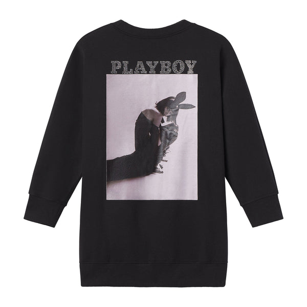 playboy October 2020 Carolina Ballesteros Oversized Crewneck Women's - Sweatshirts Black