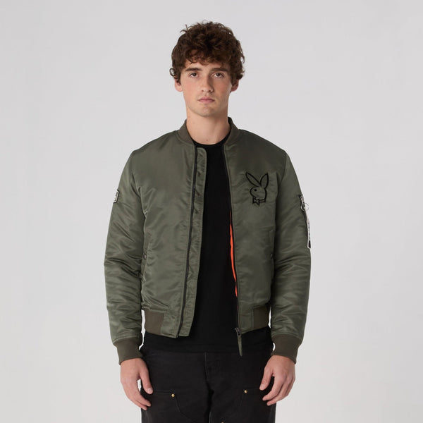 Playboy PB Khaki Green Bomber Men's - Jackets Khaki Green
