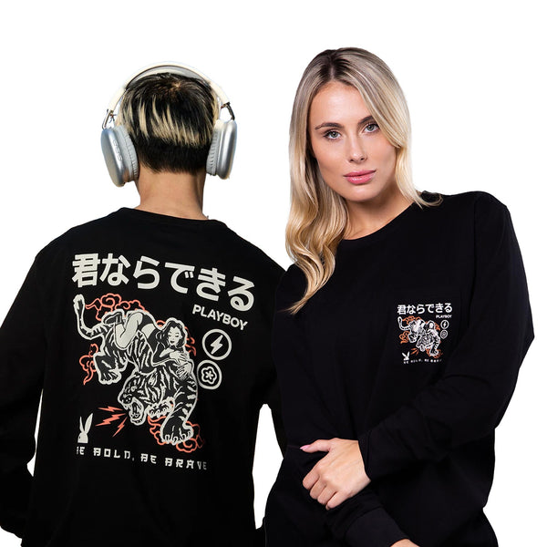 Playboy Be Brave L/S Tee Men's - T-Shirts Black