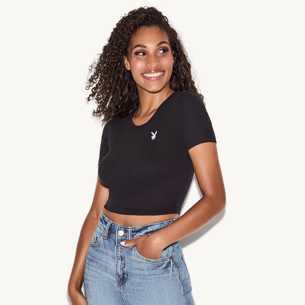 Playboy Classic Logo Baby Tee Women's - Tees Pink