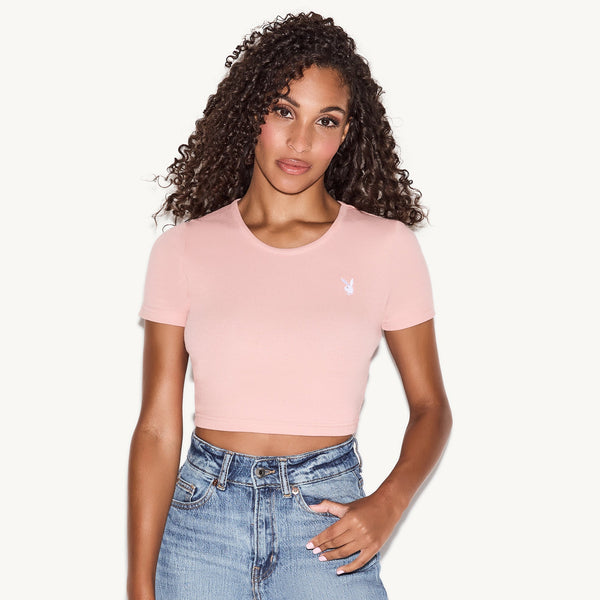 playboy Classic Logo Baby Tee Women's - Tees Pink