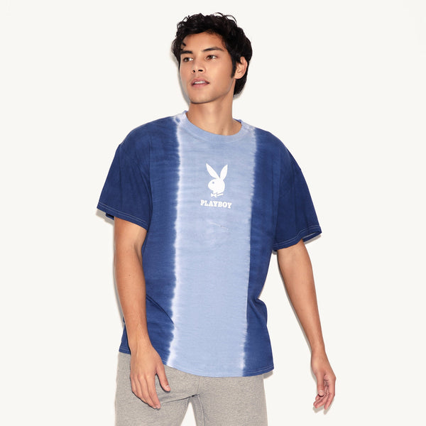 Playboy Playboy Logo Vertical Tie-Dye T-Shirt Men's - T-Shirts Cloudy Blue