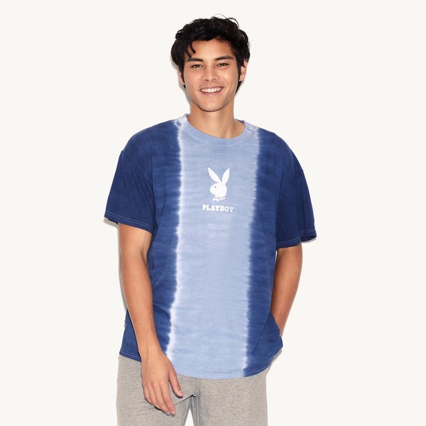 Playboy Playboy Logo Vertical Tie-Dye T-Shirt Men's - T-Shirts Cloudy Blue
