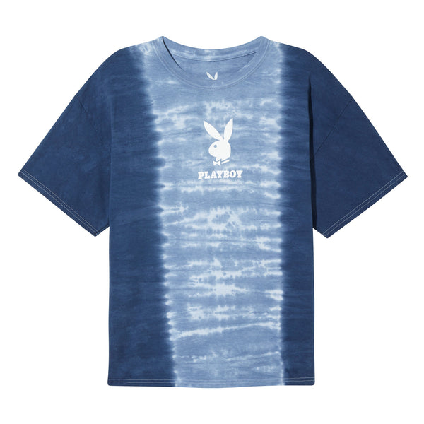 playboy Playboy Logo Vertical Tie-Dye T-Shirt Men's - T-Shirts Cloudy Blue