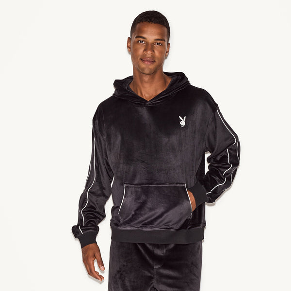 playboy Men's Velour Hoodie Men's - Hoodies Black