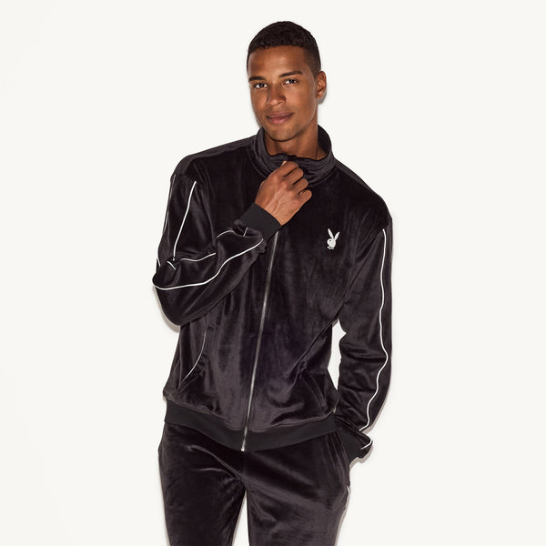 Playboy Men's Velour Jacket Men's - Jackets Navy