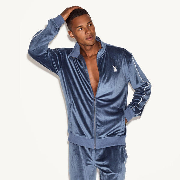 playboy Men's Velour Jacket Men's - Jackets Navy
